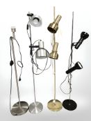 Four continental adjustable floor lights