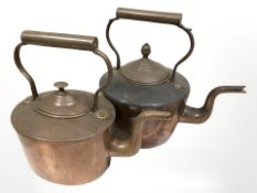 Two Victorian copper kettles.