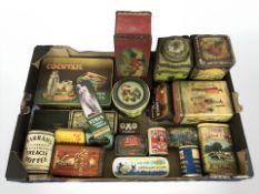 A group of antique and later advertising tins, Oxo, Ogden's Cigarettes, etc.