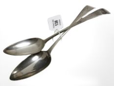 A pair of early 19th century silver tablespoons, London, 1804.