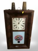 A 19th century mahogany wall clock with two weights,