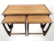 A G Plan teak coffee table with nest of two tables, width 100 cm.