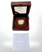 A Royal Mint 2022 1/4 oz 0.999 gold proof Britannia coin, with certificate of authenticity.