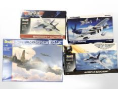Four 1:48 scale models made by Revell and Eduard to include Maverick's F-14A Tomcat, etc.