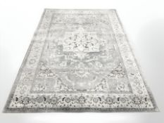 A contemporary two-tone grey rug,