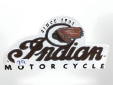 An Indian motorcycle plaque.
