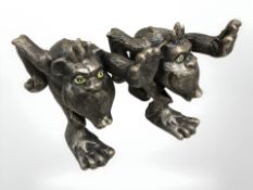 A pair of gorilla bookends.