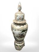 A large Japanese style lidded urn,