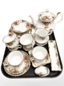 Twenty five pieces of Royal Albert Old Country Roses tea china.