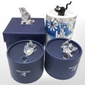 Four Swarovski Crystal figures : cats,