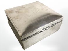 A silver cigarette box, width 9 cm,