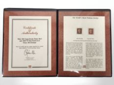 A Westminster issue 'The World's Most Famous Stamps' - Mint 1841 Imperforate Penny Red and 1858-70