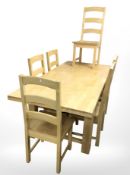 A contemporary beech dining table,