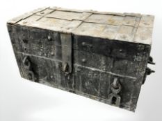 A 19th century iron armada chest, width 73 cm.