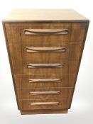 A G Plan teak six drawer chest, width 56 cm, height 103 cm.