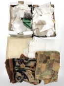 A quantity of linen, lacework, table cloths, chenille throw, etc.