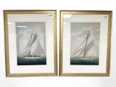 Early Twentieth Century English School : A Gaff-Rigged Sloop Racing in a Stiff Breeze,