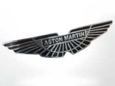 An aluminium Aston Martin plaque.