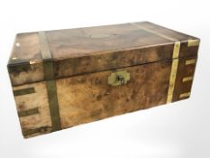 A 19th century brass bound walnut writing slope, AF, with key.