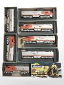 Seven Atheann Trains in Miniature locomotive engines and passenger coaches,