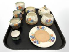 A group of Clarice Cliff porcelain to include Crocus pattern plates, preserve pots,