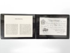 A Westminster issue - Historic white fiver, Bank of England May 29th 1945, numbered J31 067282.