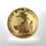 A Queen Elizabeth II 2017 1 oz 0.999 gold Britannia coin. CONDITION REPORT: 31.