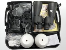 A pair of Clubman 16x60 binoculars, a tens machine in case,