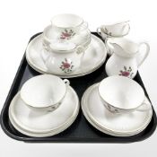 A part Royal Doulton Sweetheart Rose tea set.