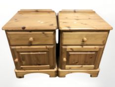 A pair of pine bedside chests, width 46 cm.