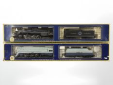 Two Rivarossi AHM HO scale locomotive engines including 2-8-4 Berkshire and 4-6-4 Hudson Blue Goose.