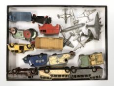 A group of vintage die cast vehicles to include Dinky observation coach, Dinky Trojan van,