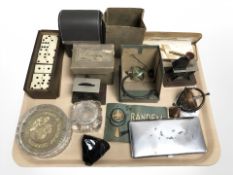 A group of interesting collectibles to include an educational gyroscope, cigarette case,