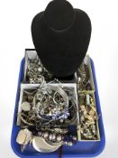 A tray of costume jewellery, necklaces, beads, bangles, chains, etc.