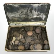 A large quantity of antique and later copper pennies and coins.