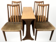 A G Plan teak dining room table, width 91 cm, together with a set of matching four chairs.