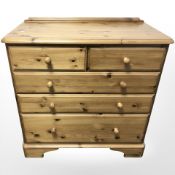 A pine five drawer chest, width 87 cm, height 85 cm.