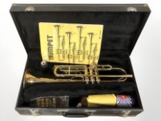 A Vincent Bach Mercedes II trumpet, in case with mouthpiece.