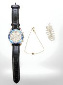 A gent's Geneva Quartz wristwatch together with a gold plated bracelet