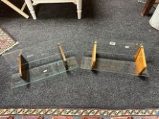 Two wooden and glass book troughs.