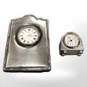 Two silver mounted bedroom clocks.