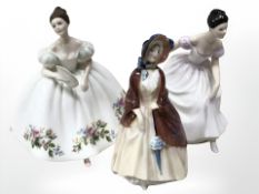Three Royal Doulton figures, 'Paisley Shawl', 'Danielle' and 'Samantha'.
