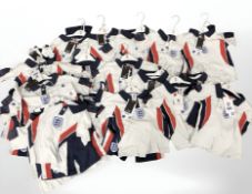A quantity of new retail stock clothing, all children's England sports kits, all parts new.