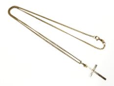 A 9ct yellow gold crucifix pendant on yellow gold chain, length 46 cm.
