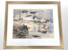 Ronald Lambert Moore : Blyth Power Station, watercolour, signed, 47cm x 64cm, framed.