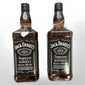 Two bottles of 1 litre Jack Daniel's Old No.