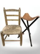 A rustic child's ladder back chair, width 37 cm,