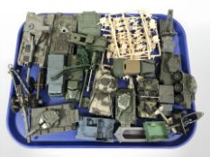 A group of die cast military vehicles, Corgi centurion tank, etc.