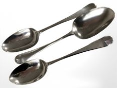 Three 19th century silver tablespoons, London 1836,