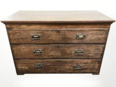 A 19th century mahogany chest of three drawers,